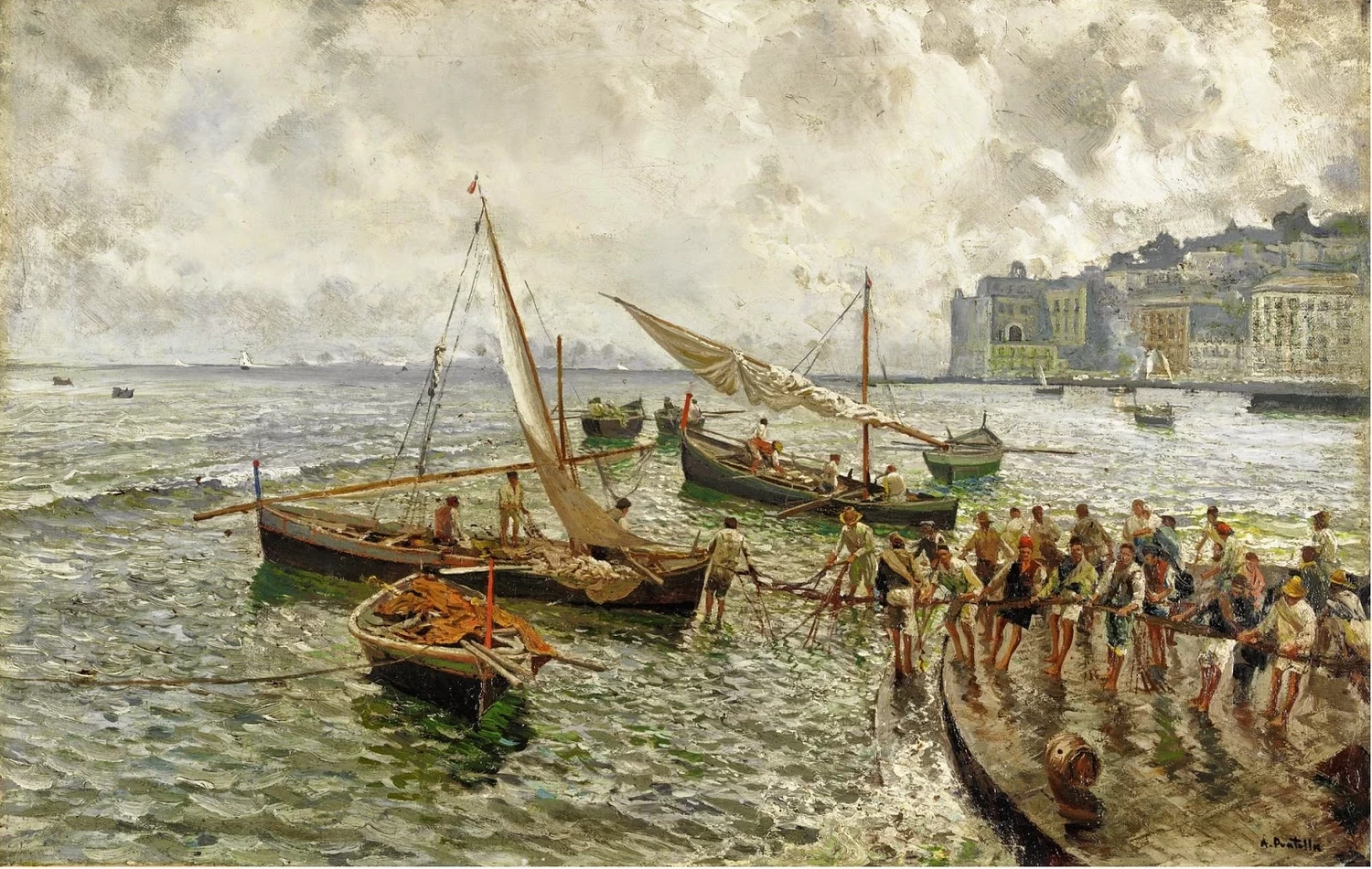  148-Attilio Pratella -I pescatori ritirano le reti 